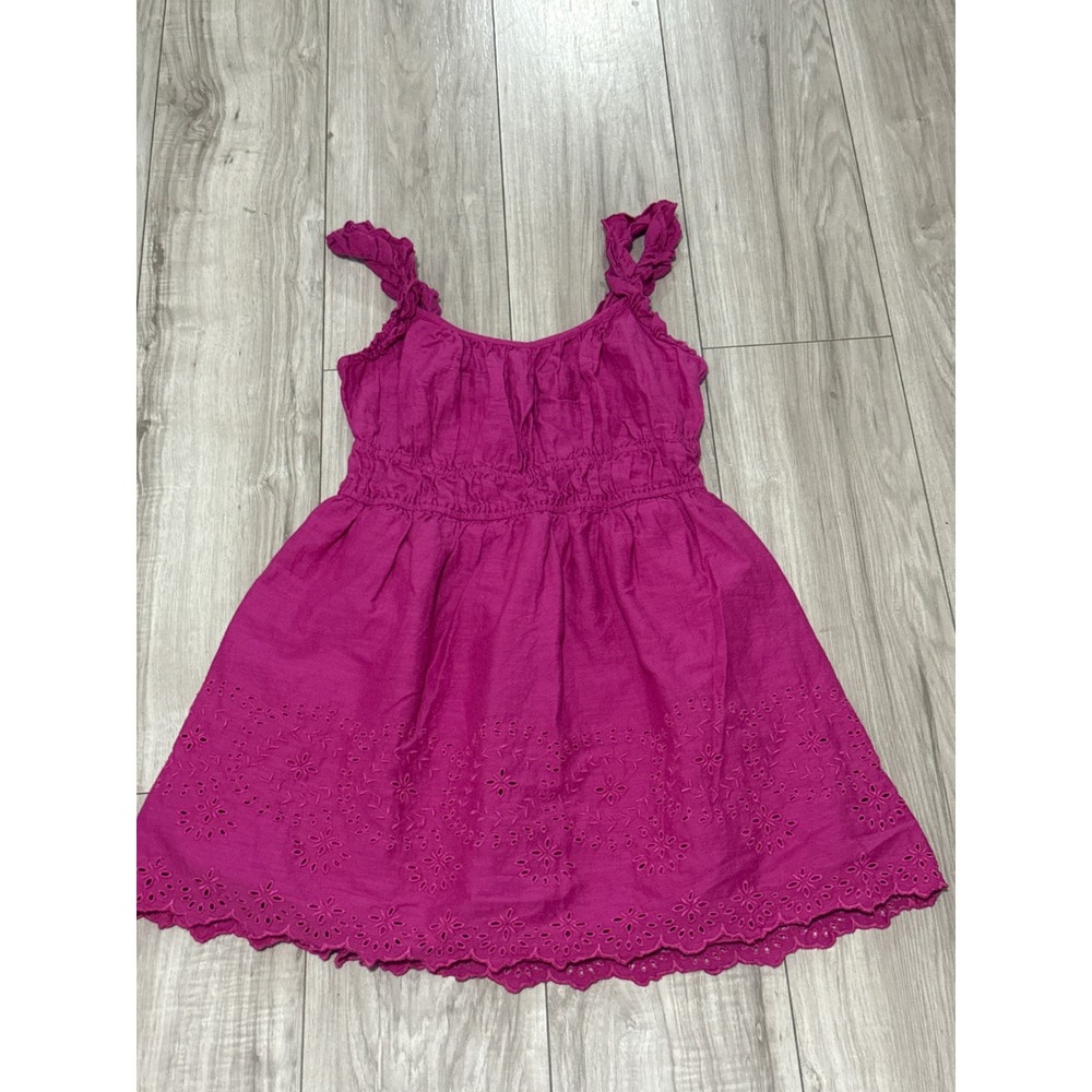 Old Navy Magenta Pink Eyelet Smocked Empire Waist Ruffle Strap dress Large